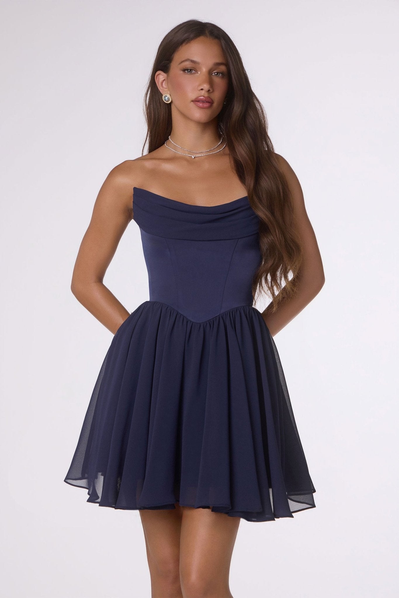 CORINNE Satin Chiffon Mini Party Dress in Australia | One Honey Boutique