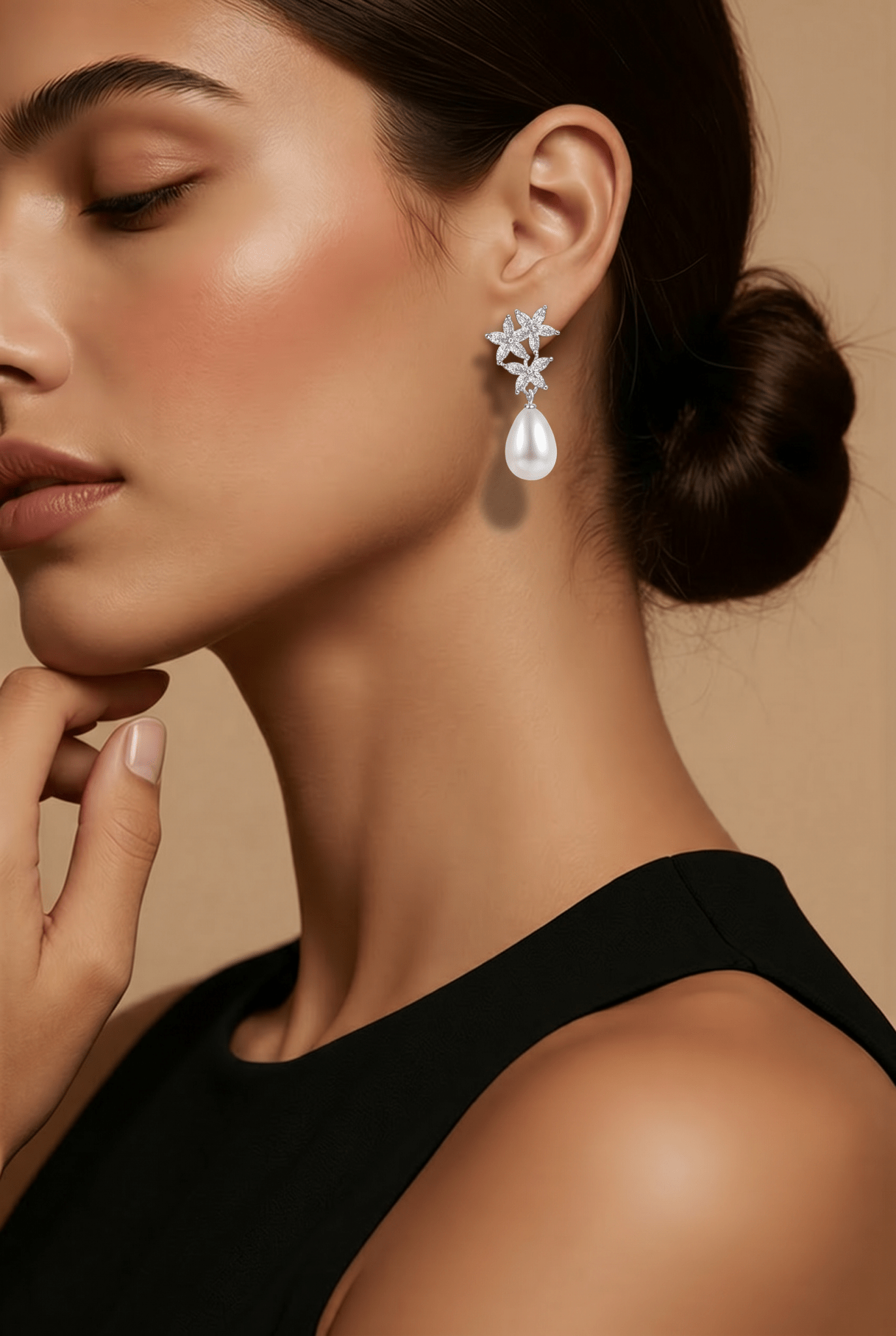 Crystal & Pearl Teardrop Statement Earrings in Australia | One Honey Boutique