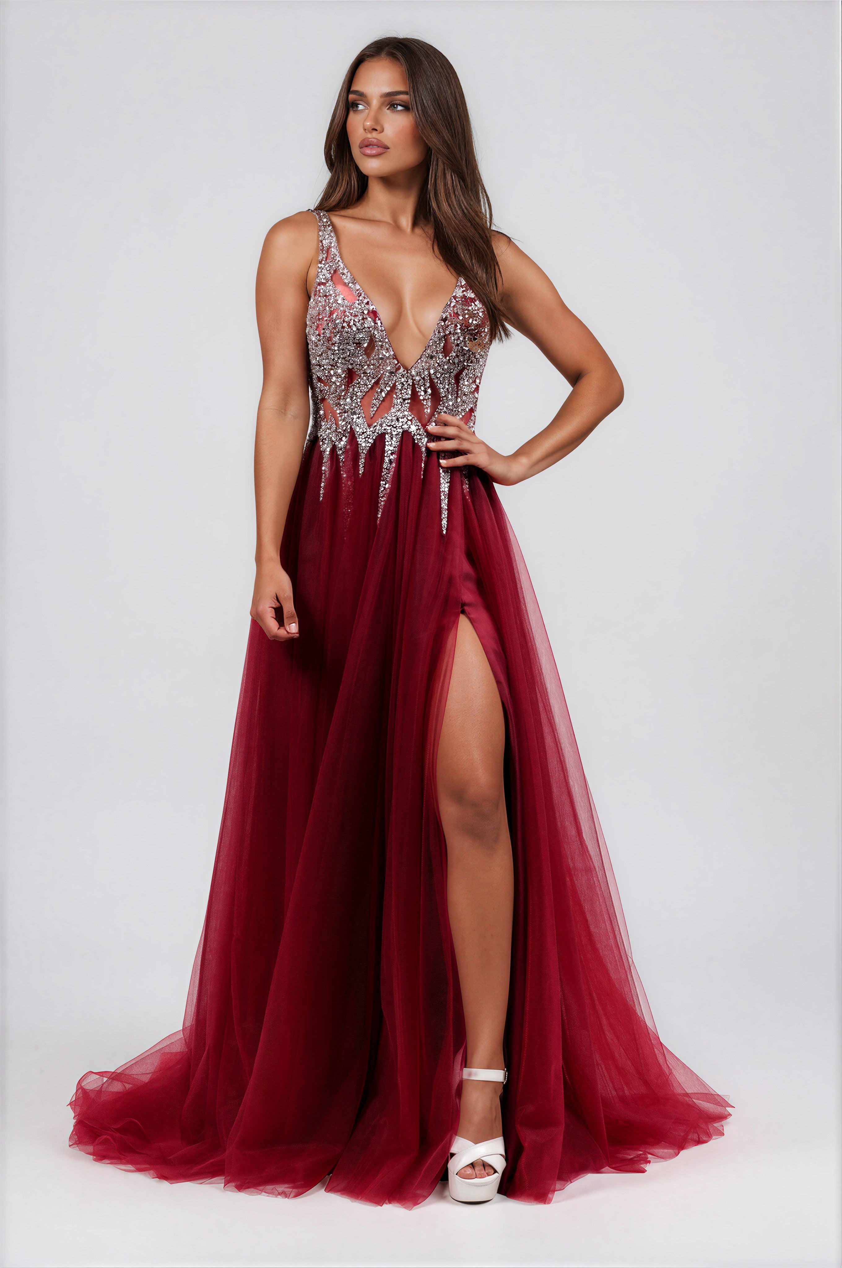 Honey Couture LINA Crystal Tulle Formal Gown in Australia | One Honey Boutique