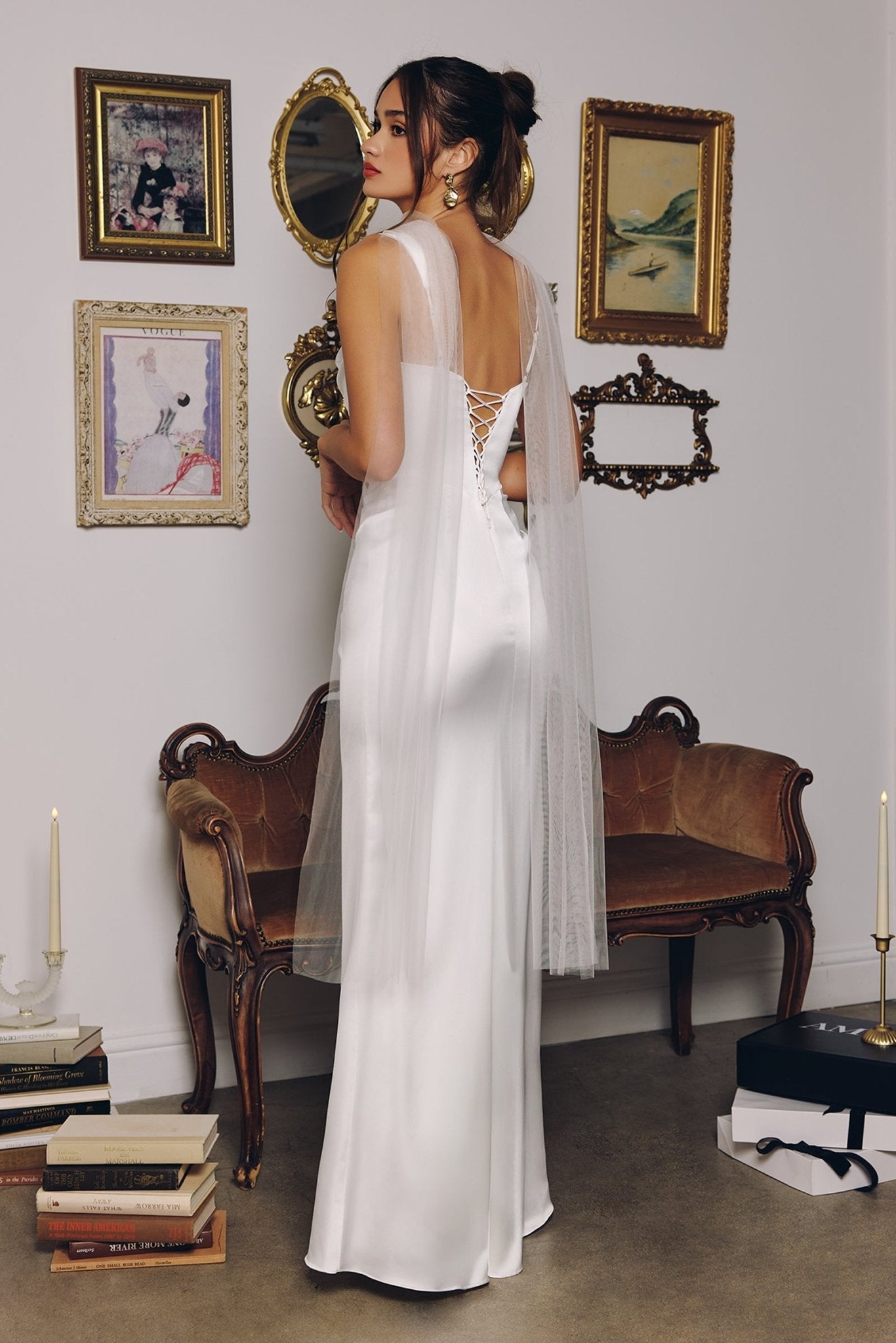 ELNORA Fitted Satin Lace - Up Affordable Wedding Gown in Australia | One Honey Boutique