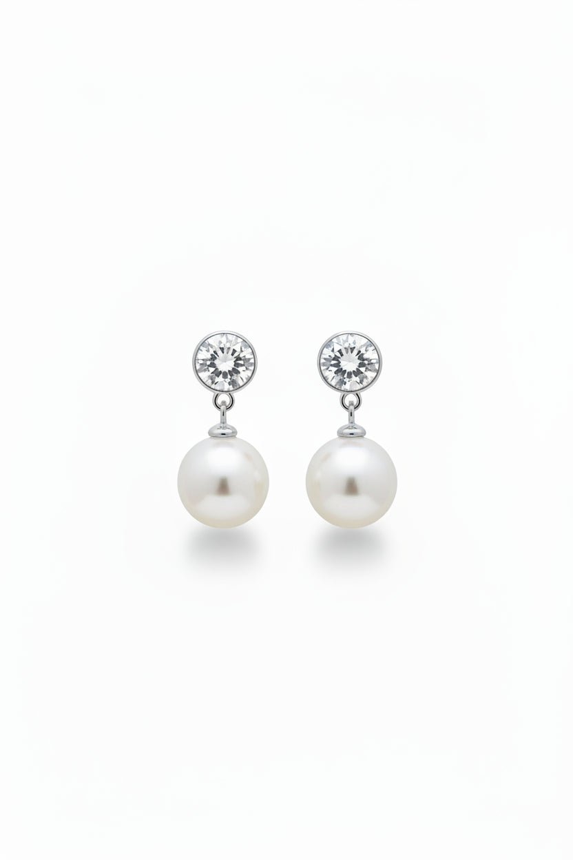 Gregory Ladner Crystal Solitaire Pearl Drop Earrings in Australia | One Honey Boutique