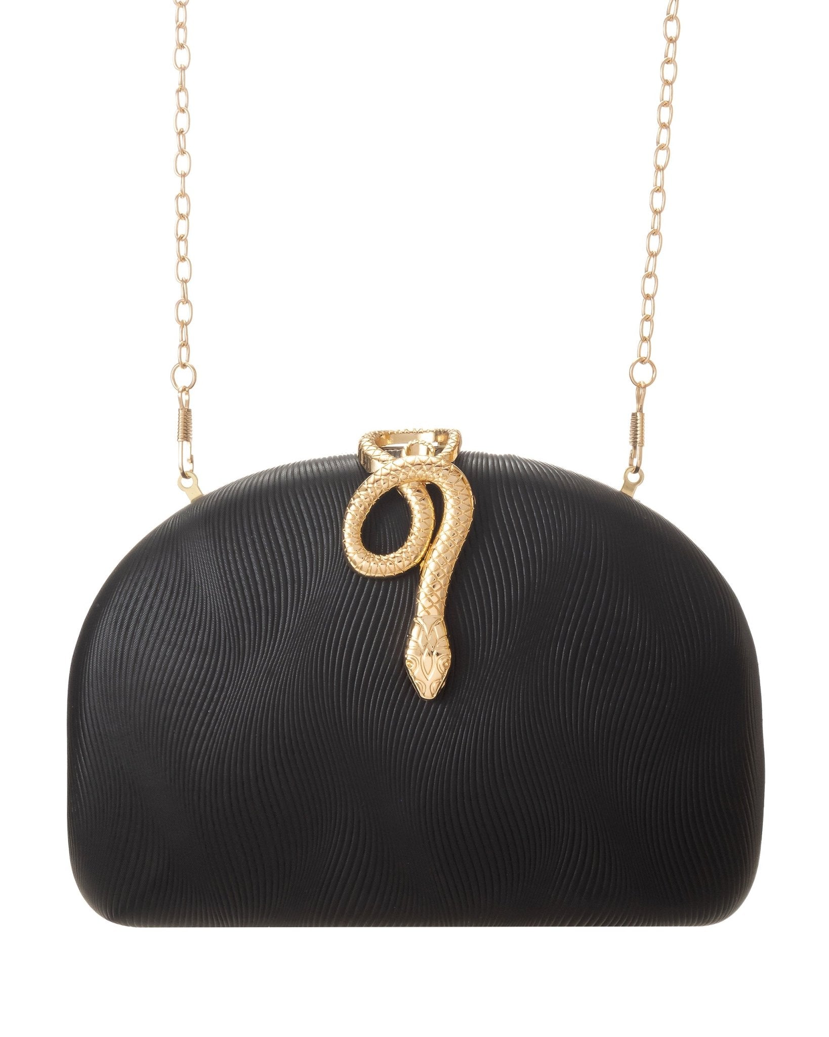Gregory Ladner GBGU005D Black Velvet Snake Clasp Clutch Bag in Australia | One Honey Boutique