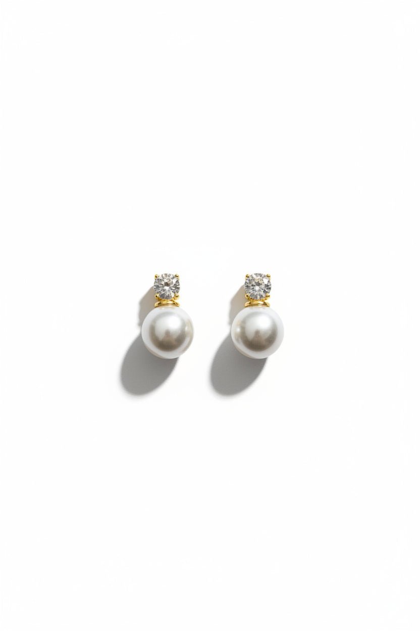 Gregory Ladner Gold Crystal & Pearl Statement Stud Earrings in Australia | One Honey Boutique