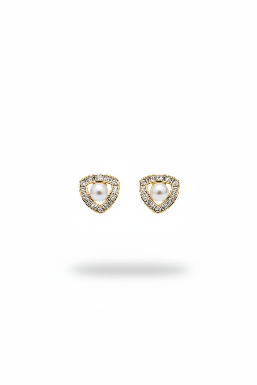 Gregory Ladner Gold Pearl & Baguette Crystal Teardrop Stud Earrings in Australia | One Honey Boutique