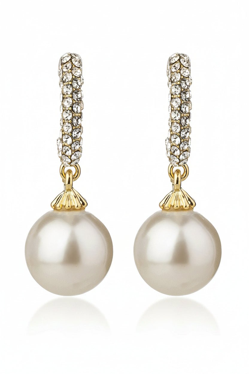 Gregory Ladner Pavé CZ Hoop Faux Pearl Drop Earrings in Australia | One Honey Boutique