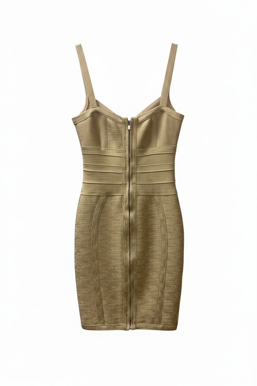 Honey Couture Aurelia Metallic Gold Bustier Bandage Mini Dress in Australia | One Honey Boutique