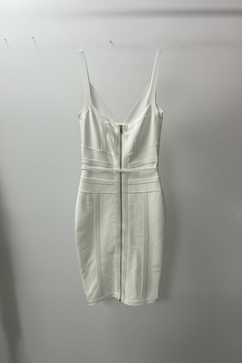 Honey Couture Bianca Ivory Tie Waist Bandage Midi Dress in Australia | One Honey Boutique