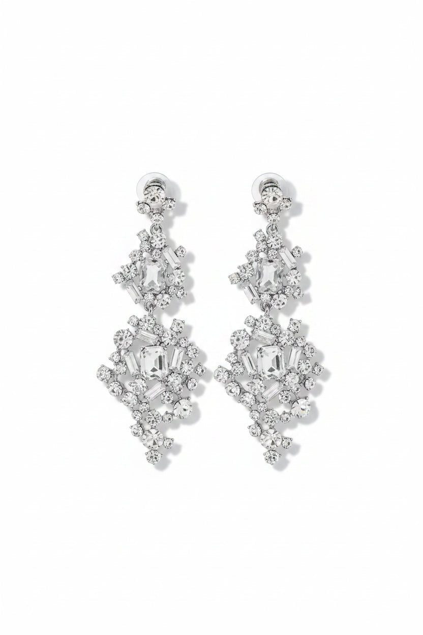 Honey Couture ELYSIA Crystal Bridal Chandelier Statement Earrings in Australia | One Honey Boutique