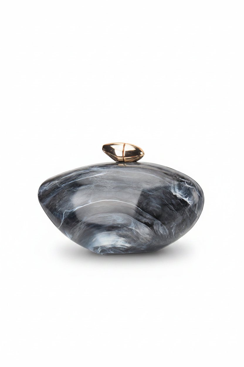 Honey Couture NOVA Sculptural Oval Hard Case Clutch Bag in Australia | One Honey Boutique