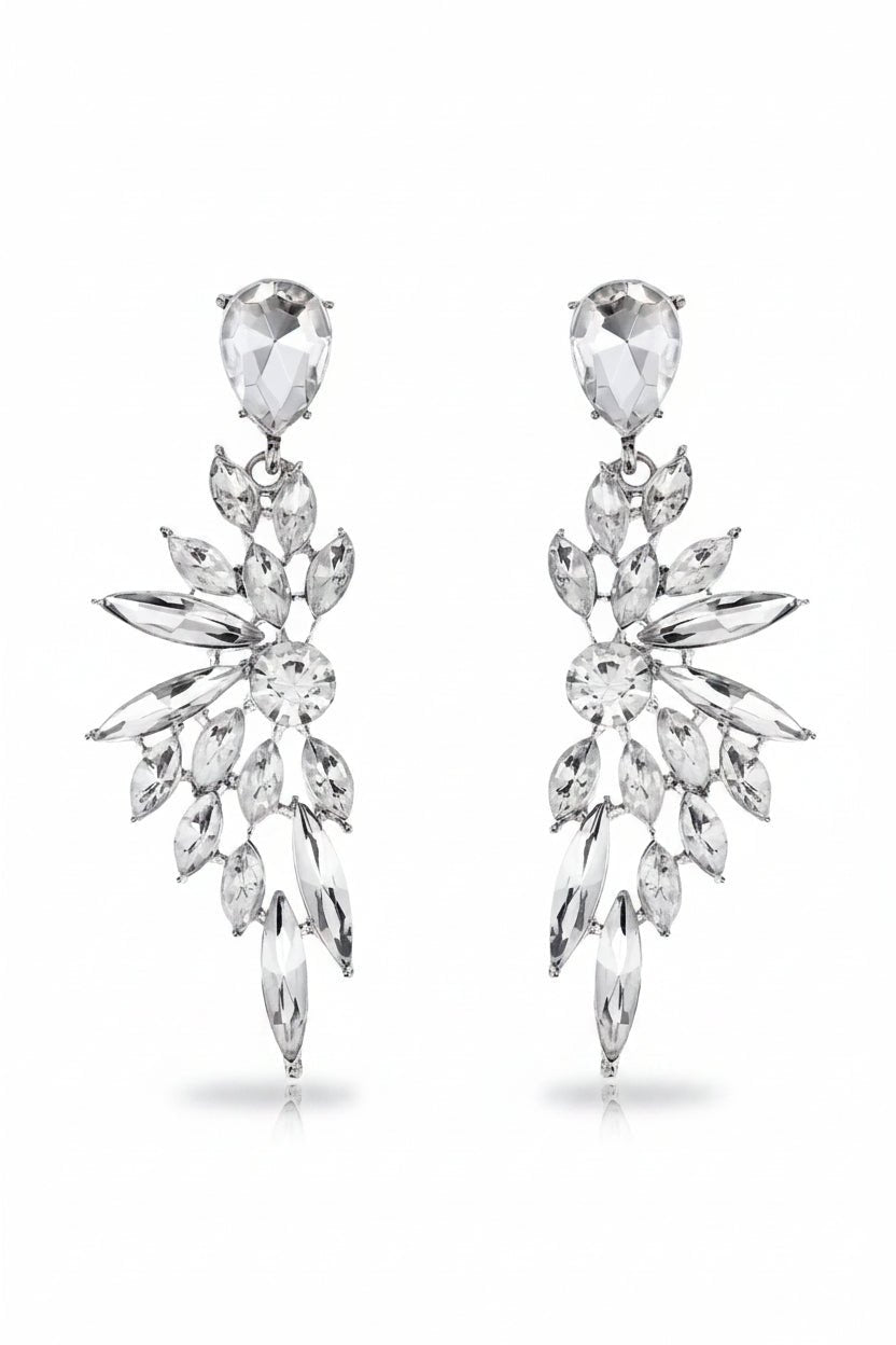 Honey Couture SERAPHINA Crystal Wing Statement Drop Earrings in Australia | One Honey Boutique