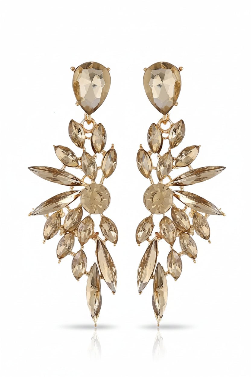 Honey Couture SERAPHINA Crystal Wing Statement Drop Earrings in Australia | One Honey Boutique