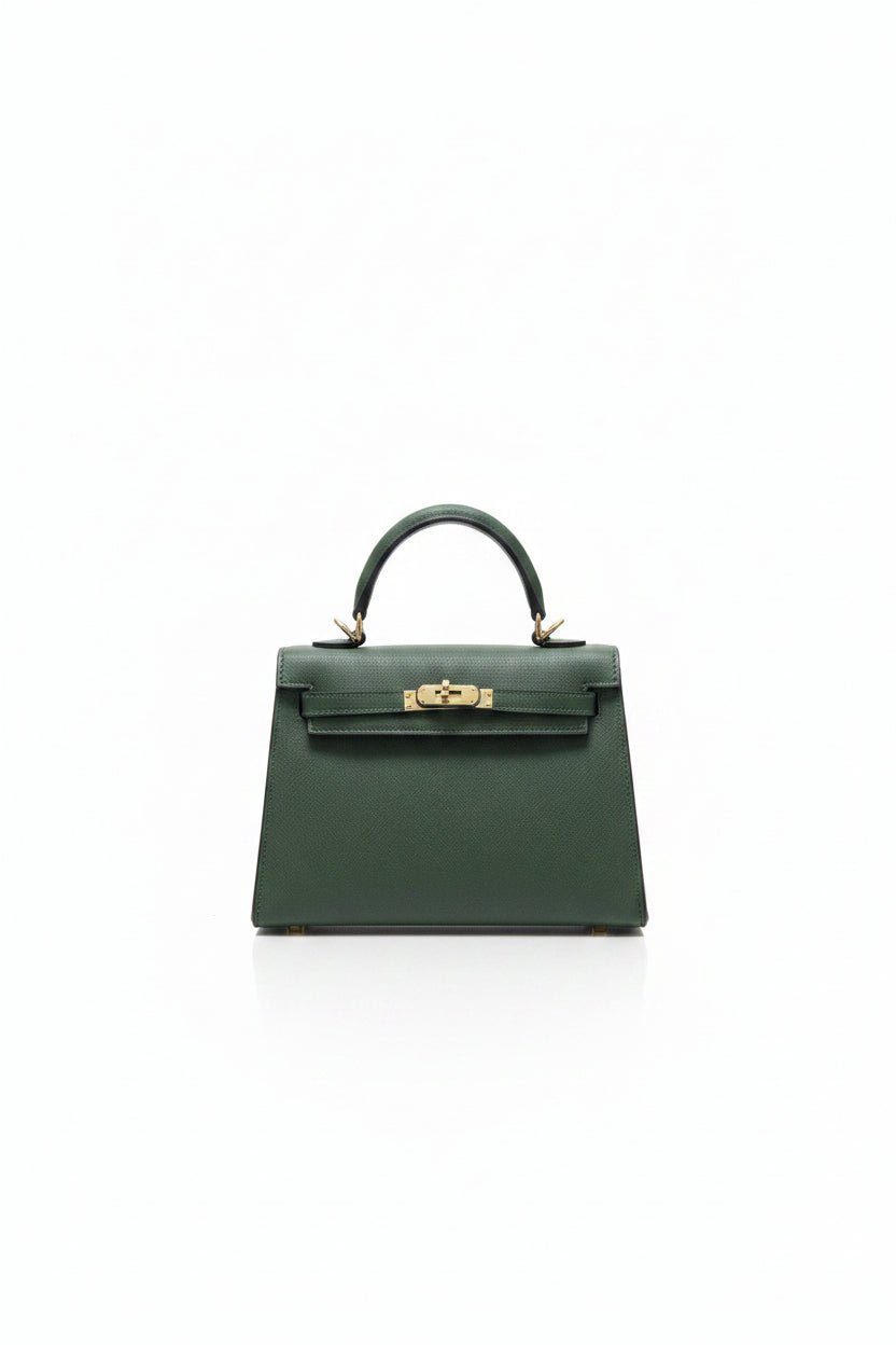 Honey Couture VERONA Forest Green Structured Faux Leather Mini Handbag in Australia | One Honey Boutique