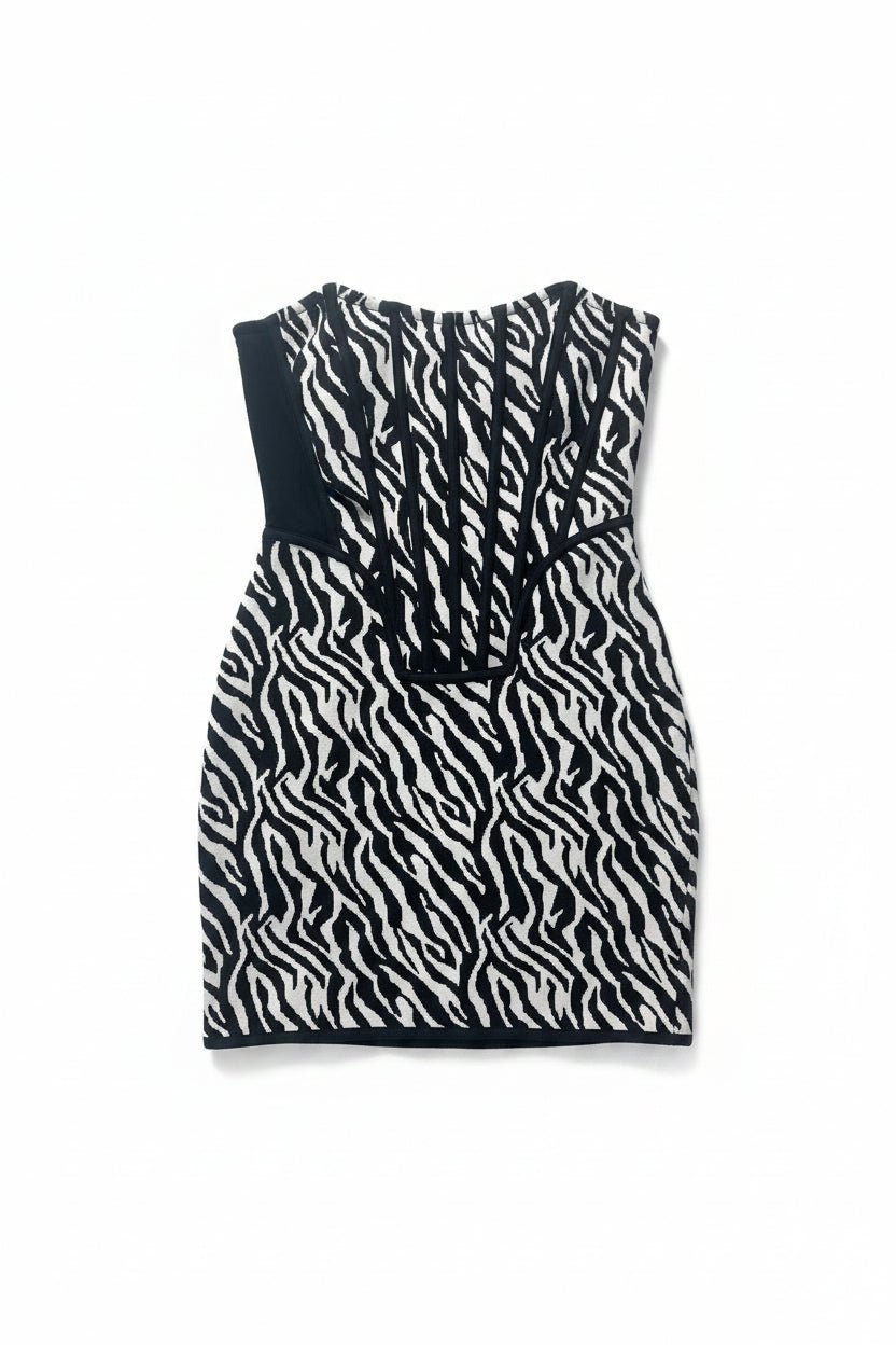 Honey Couture ZEBRA Strapless Bandage Mini Dress in Australia | One Honey Boutique