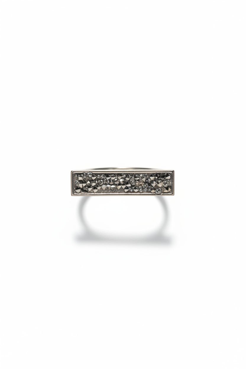 House of Harlow MONROE Gunmetal Crystal Bar Statement Ring in Australia | One Honey Boutique