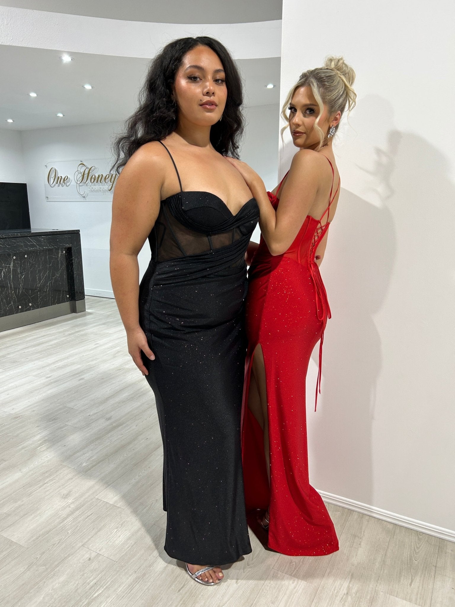 JOYCE Glitter Corset Bustier Mermaid Semi Formal Dress in Australia | One Honey Boutique