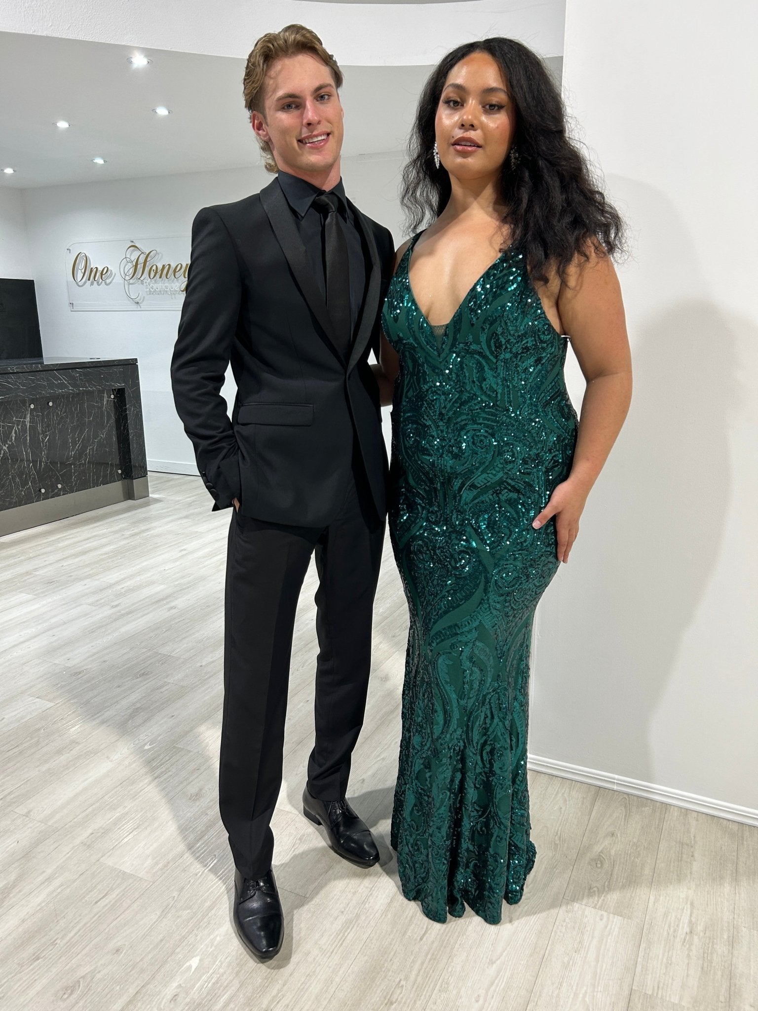 Honey Couture MIA Sequin Open Back Formal Gown in Australia | One Honey Boutique