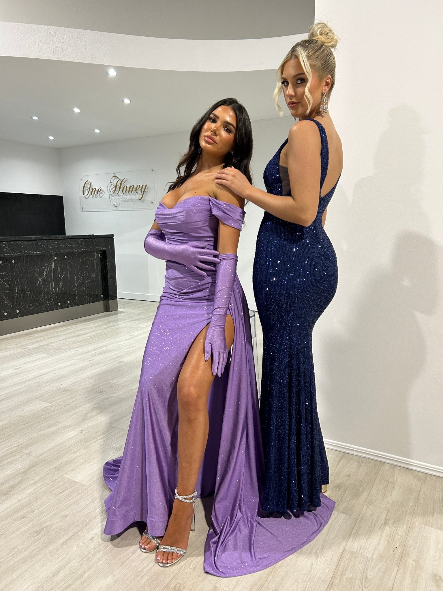 Honey Couture CLAUDIA Navy Sequin Mermaid Formal Gown in Australia | One Honey Boutique