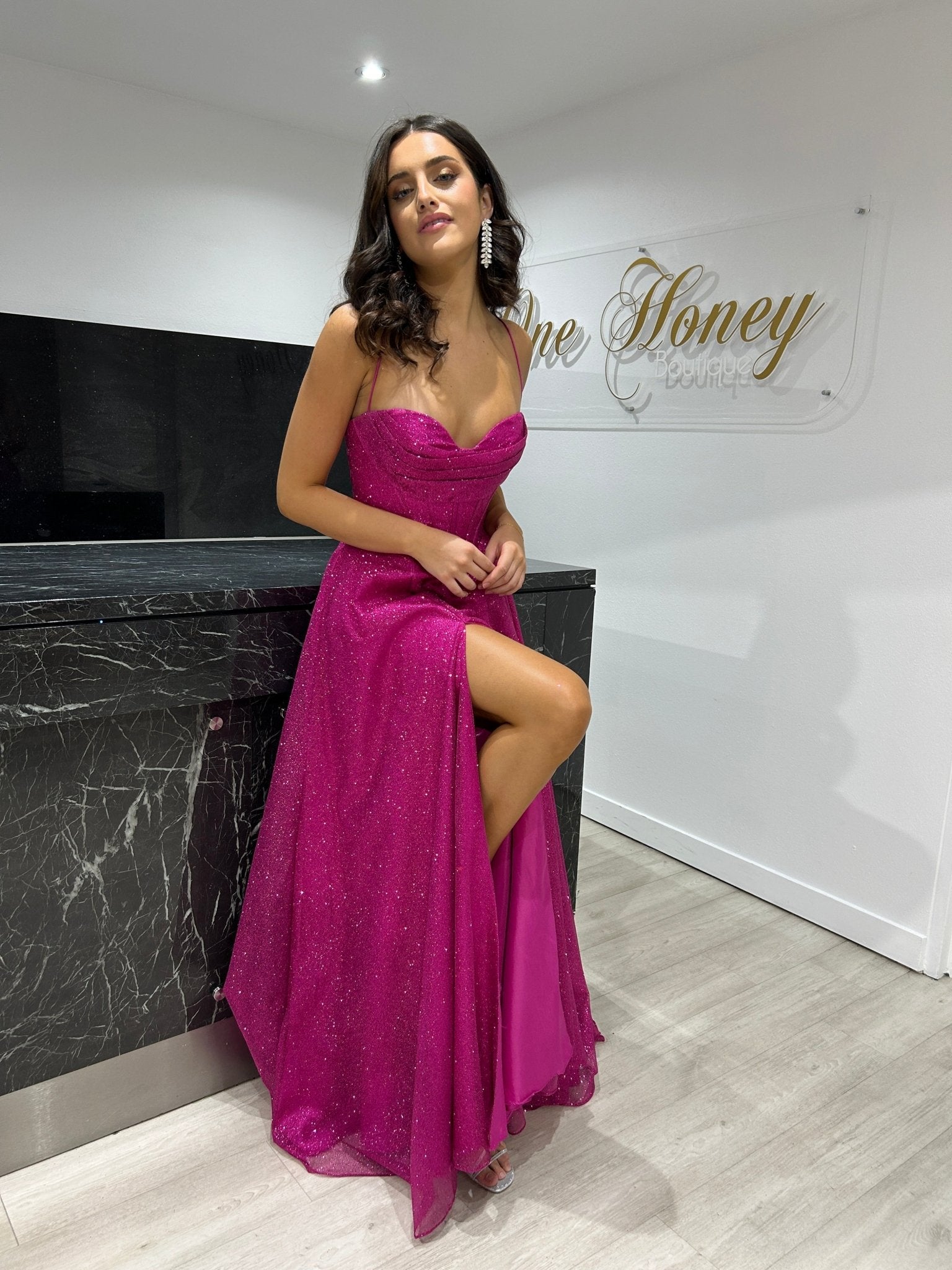 DREYA Glitter Ball Gown School Formal Dress by Honey Couture in Australia | One Honey Boutique