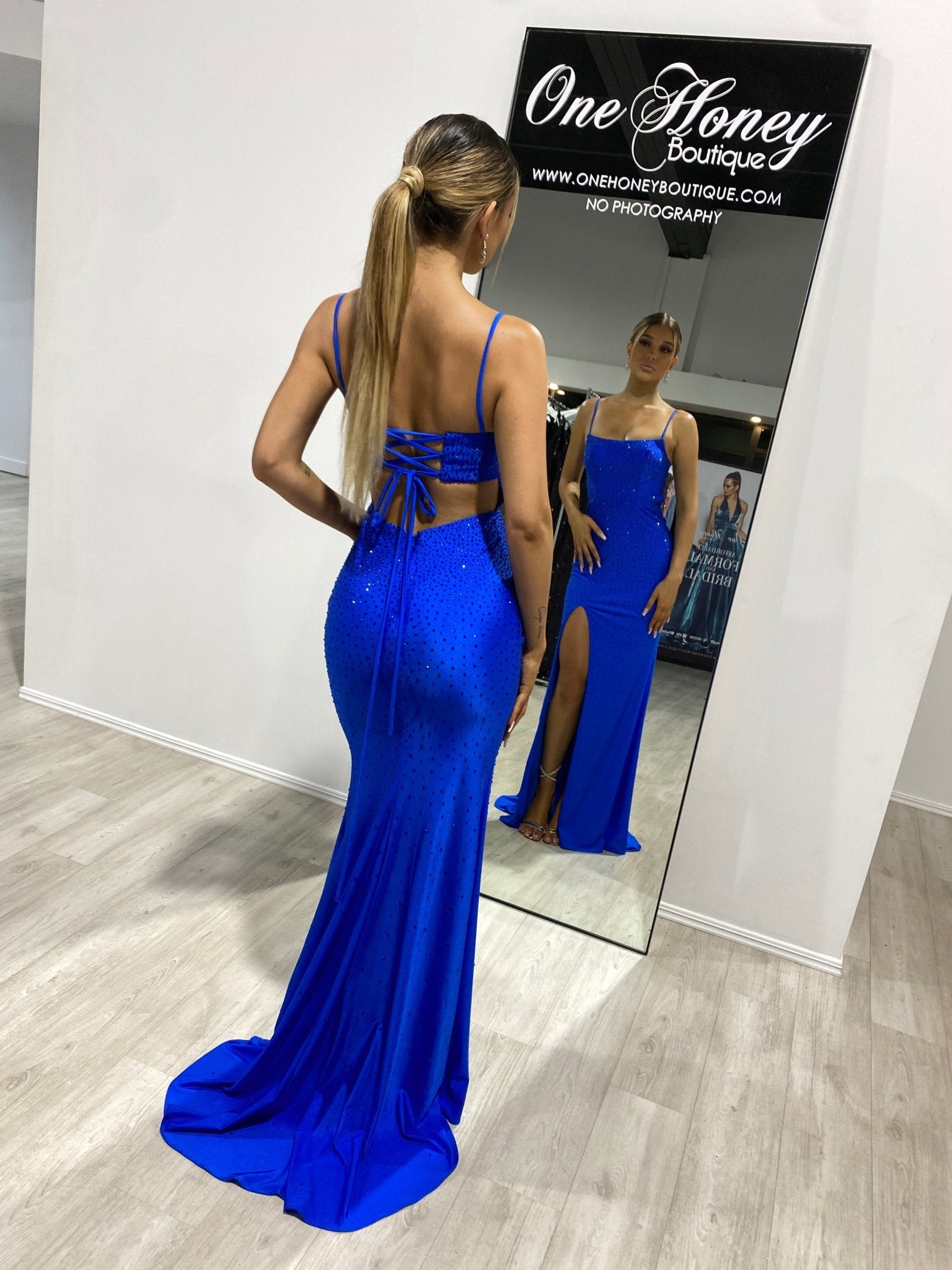 ELANA Diamante Bustier Lace Up Mermaid Formal Dress in Australia | One Honey Boutique
