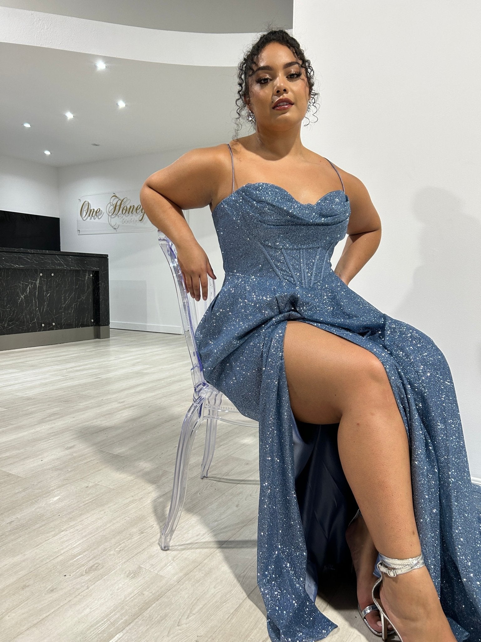 DREYA Curve Corset Glitter Ball Gown School Formal Dress in Australia | One Honey Boutique