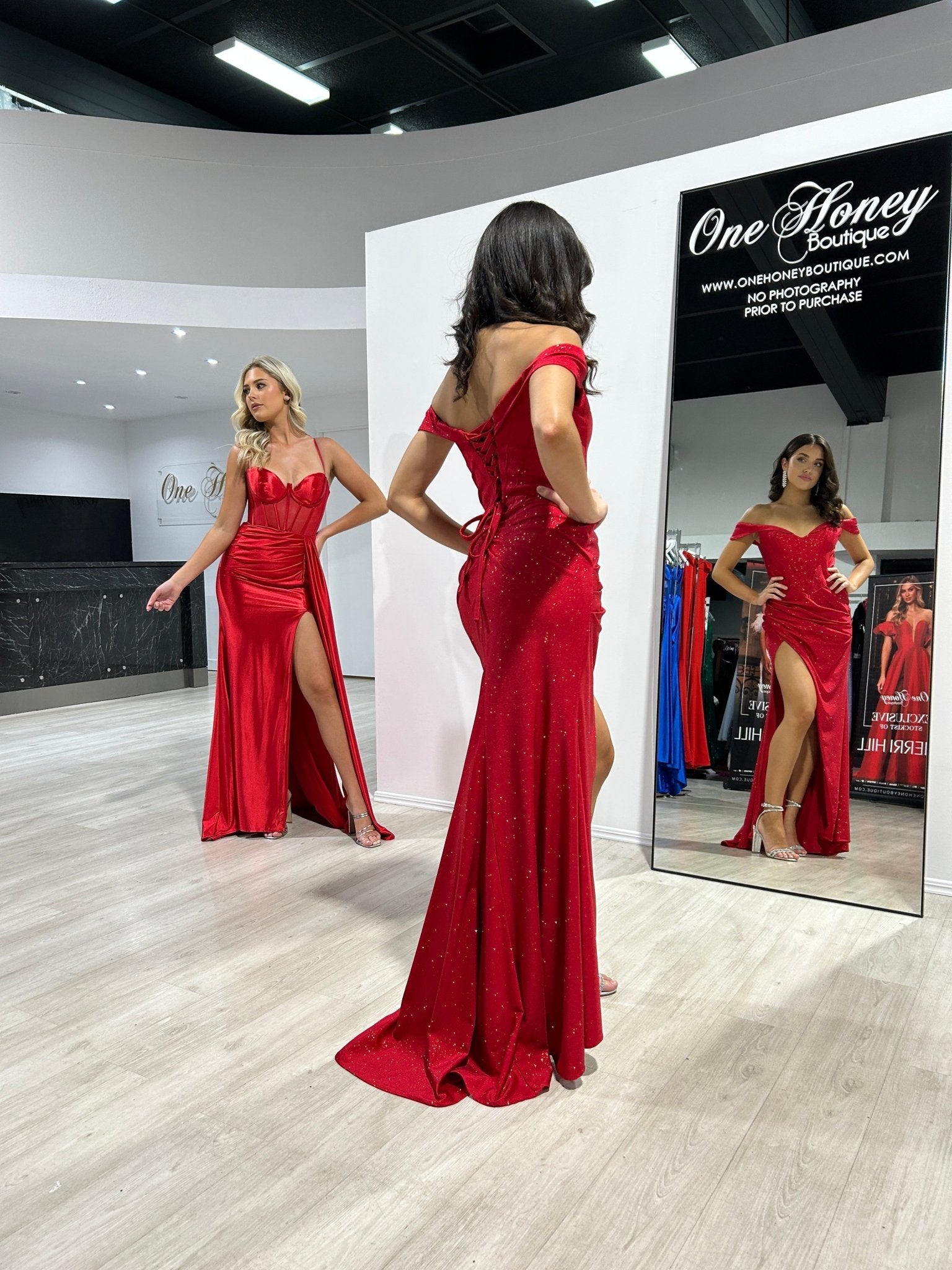 HARPER Shimmer Glitter Off The Shoulder Corset Formal Gown in Australia | One Honey Boutique