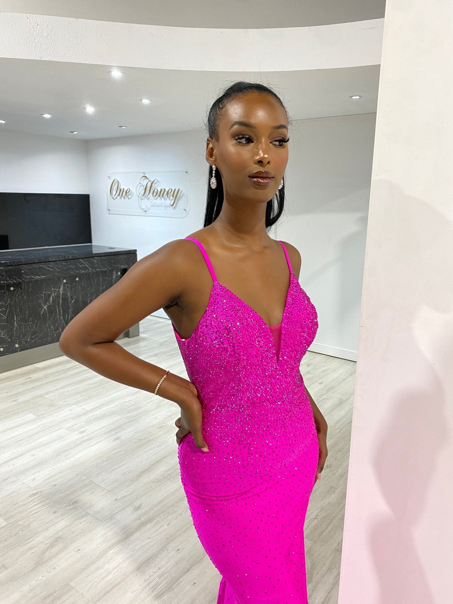 Honey Couture MARISE Diamante Feature Mermaid Formal Dress in Australia | One Honey Boutique