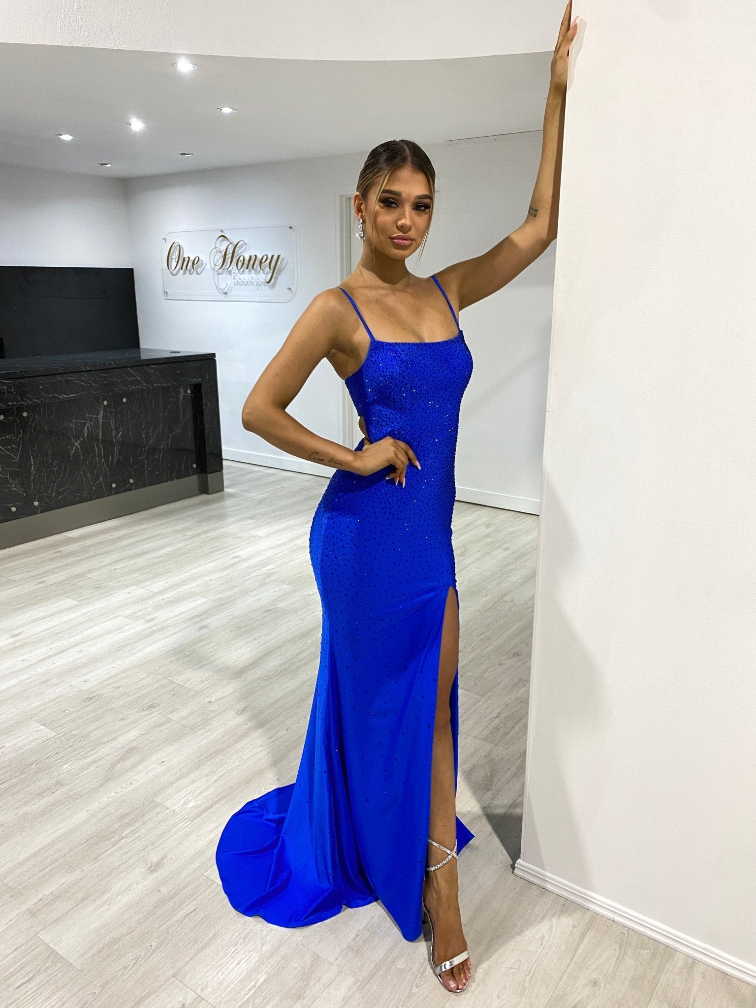 ELANA Diamante Bustier Lace Up Mermaid Formal Dress in Australia | One Honey Boutique