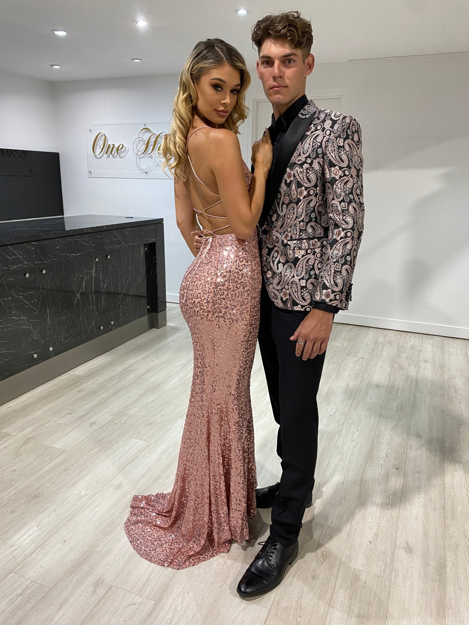 The NIKEETA Sequin Corset Back Mermaid Formal Gown in Australia | One Honey Boutique