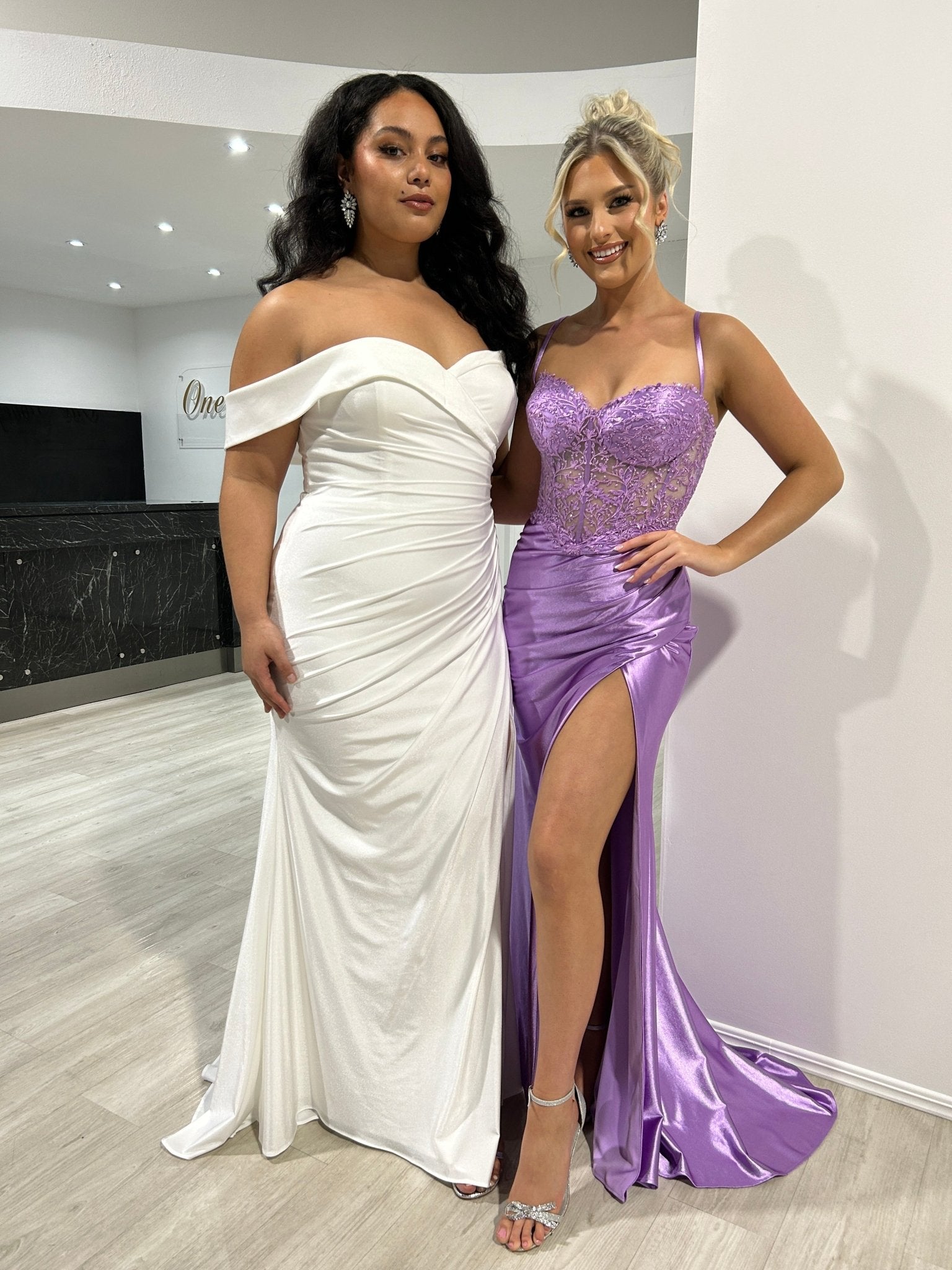 LAILA Off Shoulder Silky Bridesmaid Semi Formal Dress in Australia | One Honey Boutique