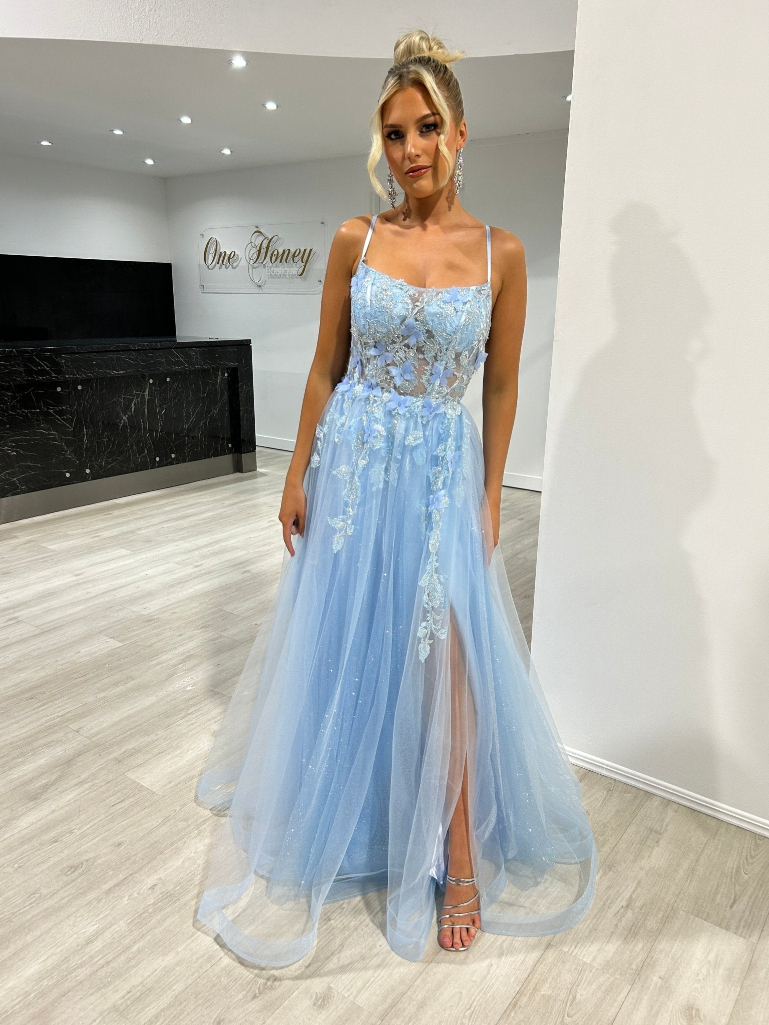 REYA Tulle Corset Back Romantic A Line Formal Dress in Australia | One Honey Boutique