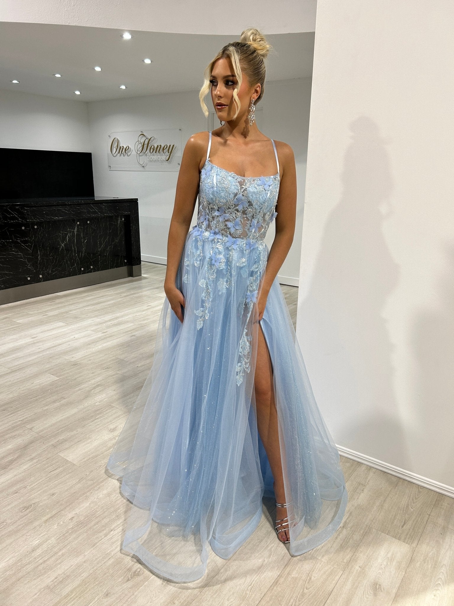 REYA Tulle Corset Back Romantic A Line Formal Dress in Australia | One Honey Boutique