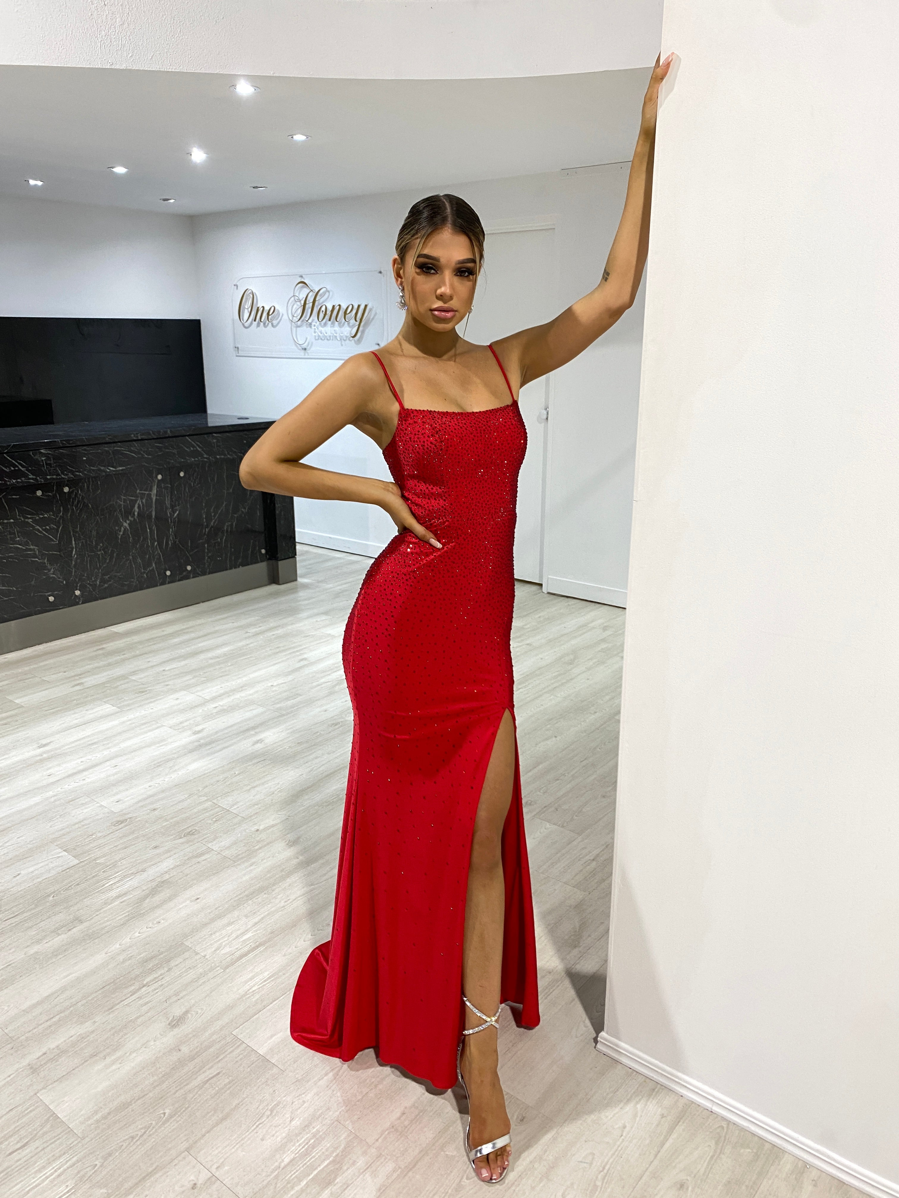 ELANA Diamante Bustier Lace Up Mermaid Formal Dress