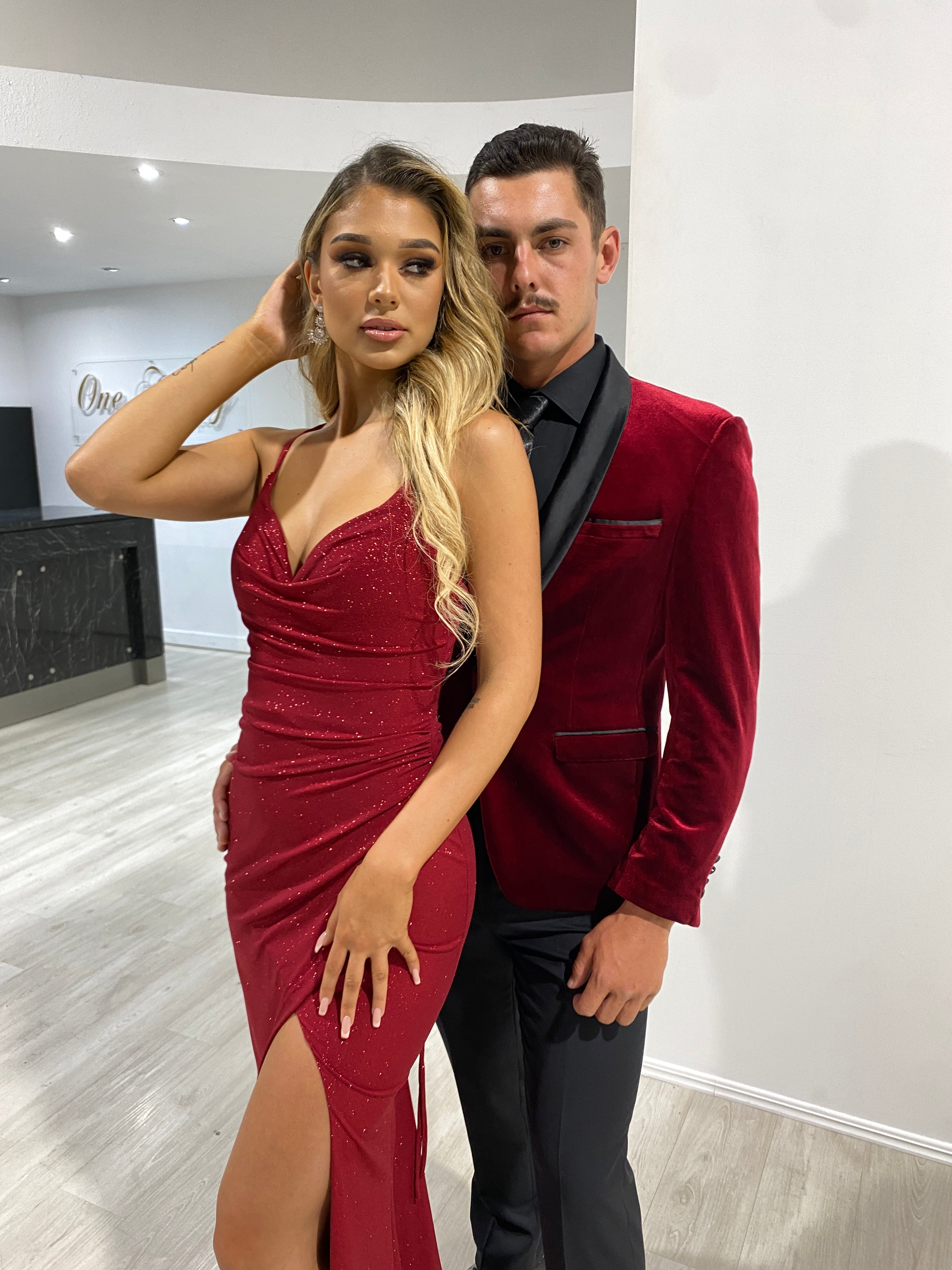 CRISTELLA Crystal Shimmer Glitter Corset Mermaid Formal Gown with leg slit, evening elegance. Brisbane to Gold Coast.