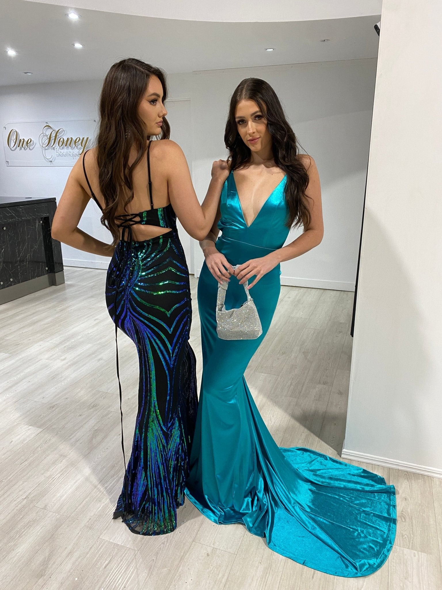Honey Couture MILEE Low Back Mermaid Evening Gown Dress in Australia | One Honey Boutique