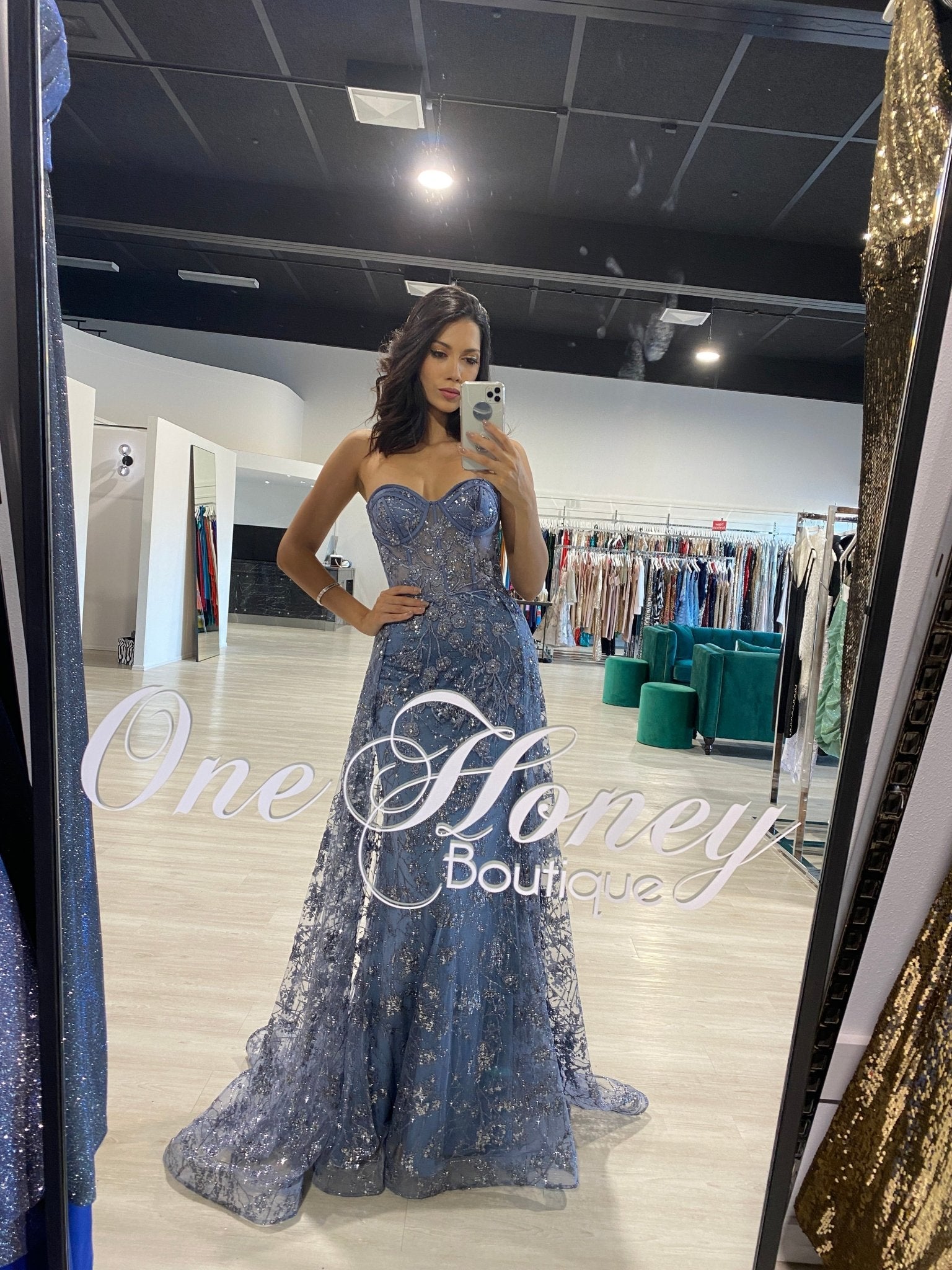 ASTRA Glitter Strapless Corset Overskirt Formal Dress in Australia | One Honey Boutique