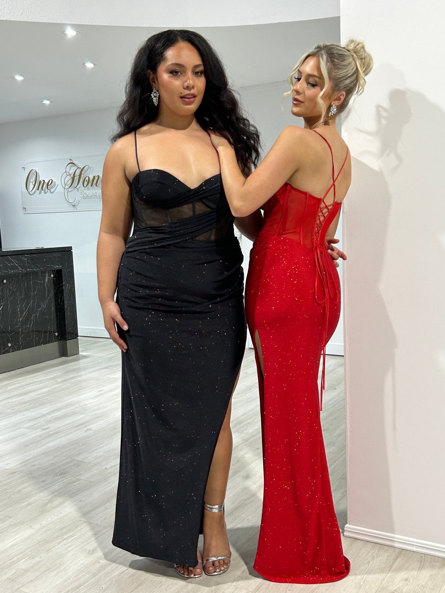 JOYCE Glitter Corset Bustier Mermaid Semi Formal Dress in Australia | One Honey Boutique