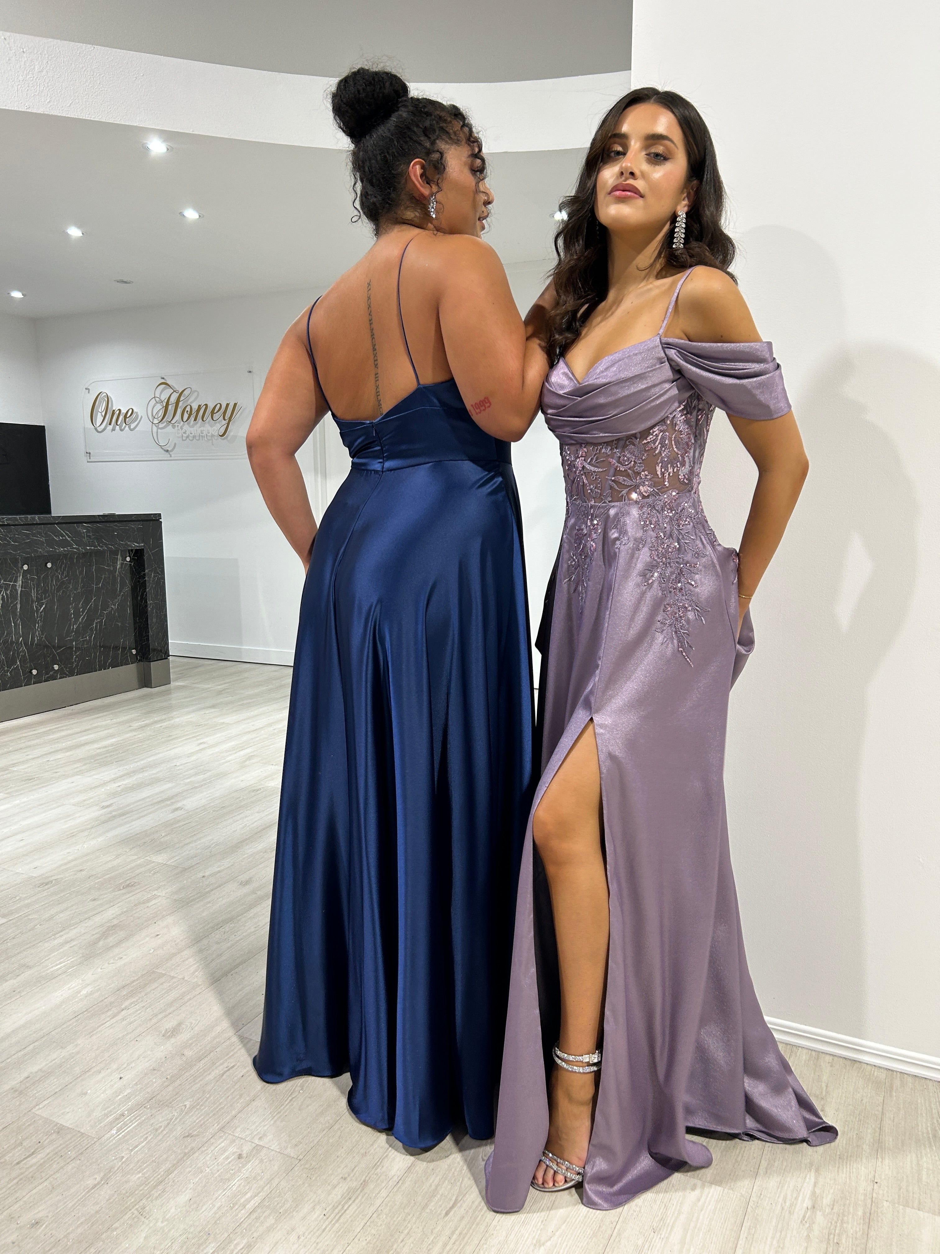 MARIKA Beaded Off the Shoulder A-Line Corset Formal Dress with lace bodice, evening gown, Brisbane to Gold Coast.