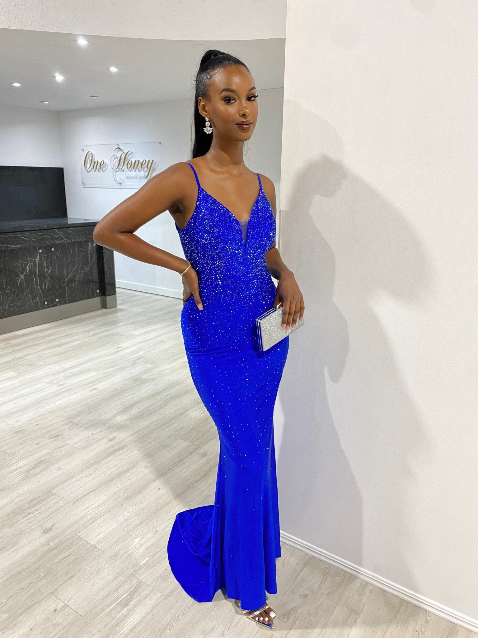 Honey Couture MARISE Diamante Feature Mermaid Formal Dress in Australia | One Honey Boutique