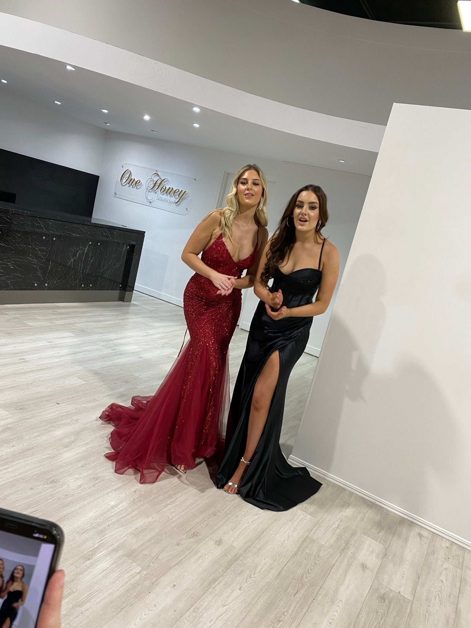 CRISTELLA Crystal Shimmer Glitter Feature Corset Mermaid Formal Gown in Australia | One Honey Boutique