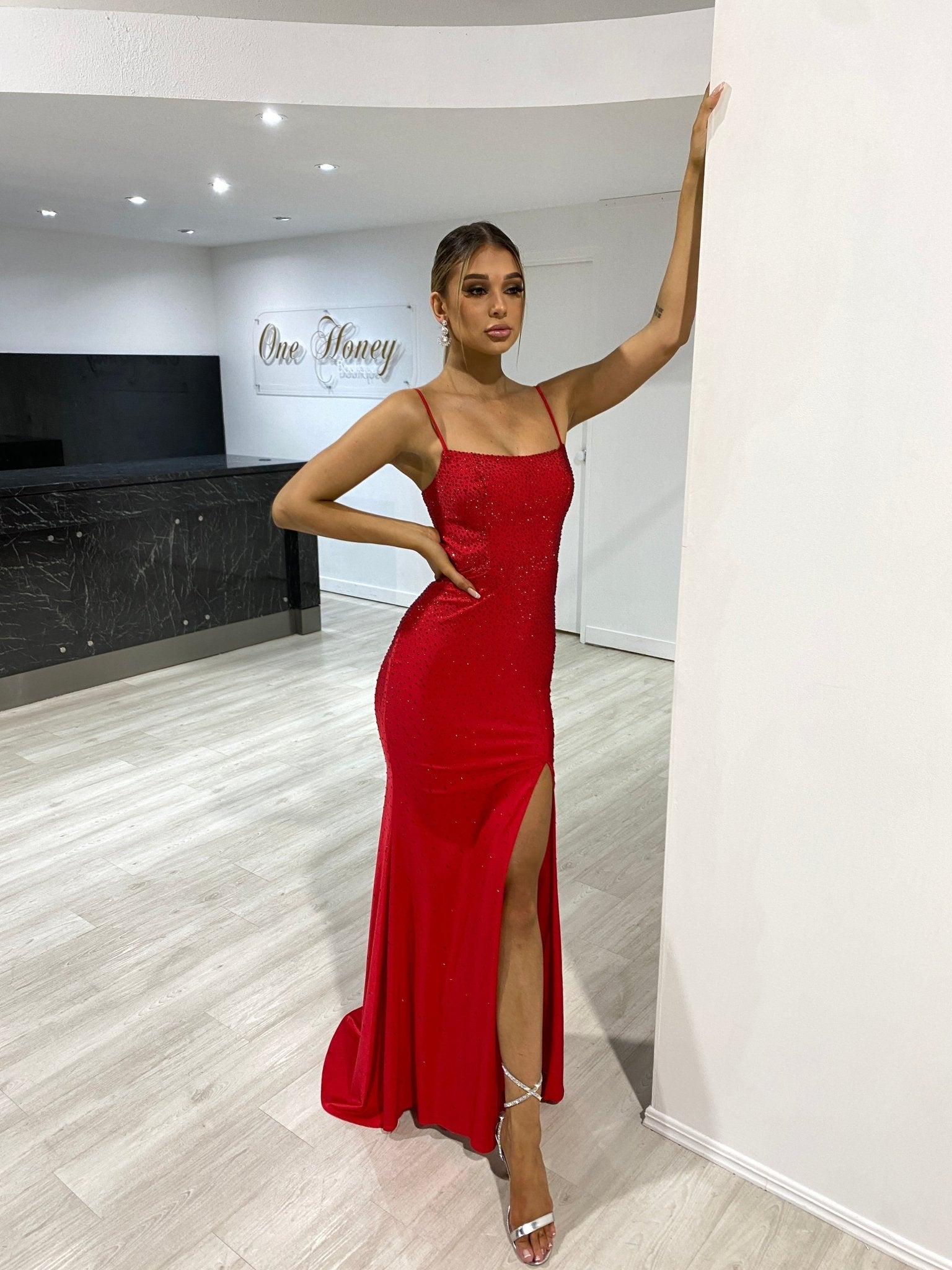 ELANA Diamante Bustier Lace Up Mermaid Formal Dress in Australia | One Honey Boutique