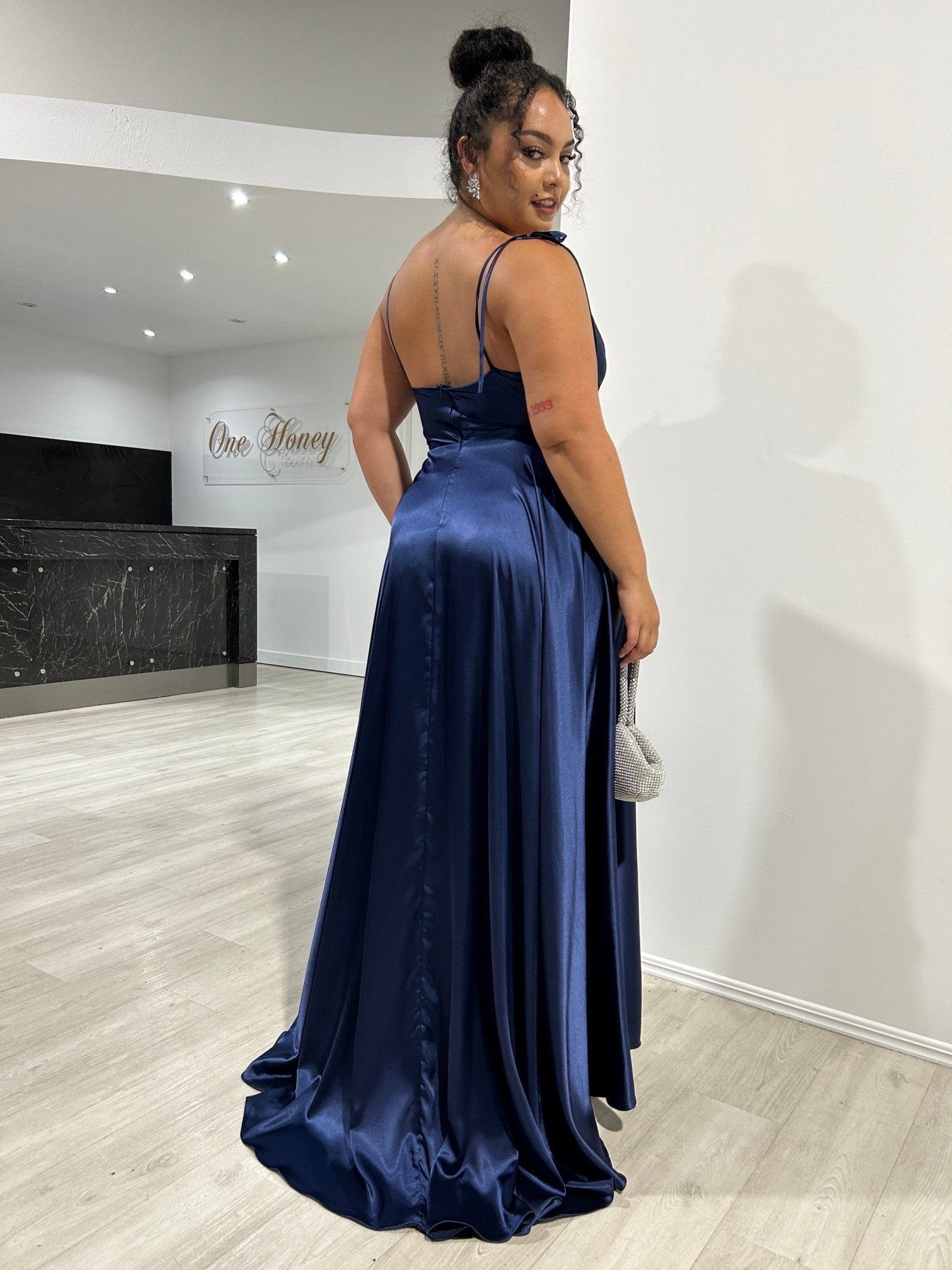 XENA Silky Tie Up A - Line Formal Bridesmaid & Formal Dress in Australia | One Honey Boutique