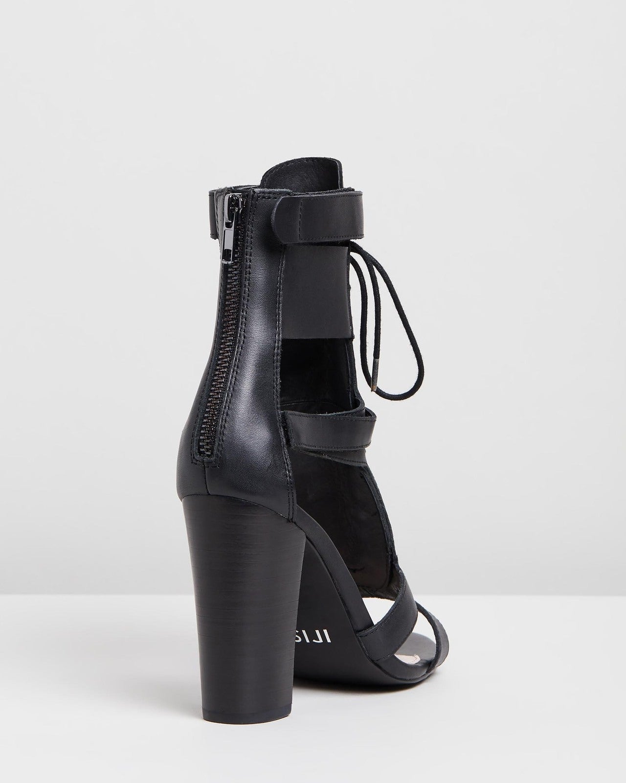 IRIS Footwear ROBIN Black Leather Lace - Up Block Heels in Australia | One Honey Boutique