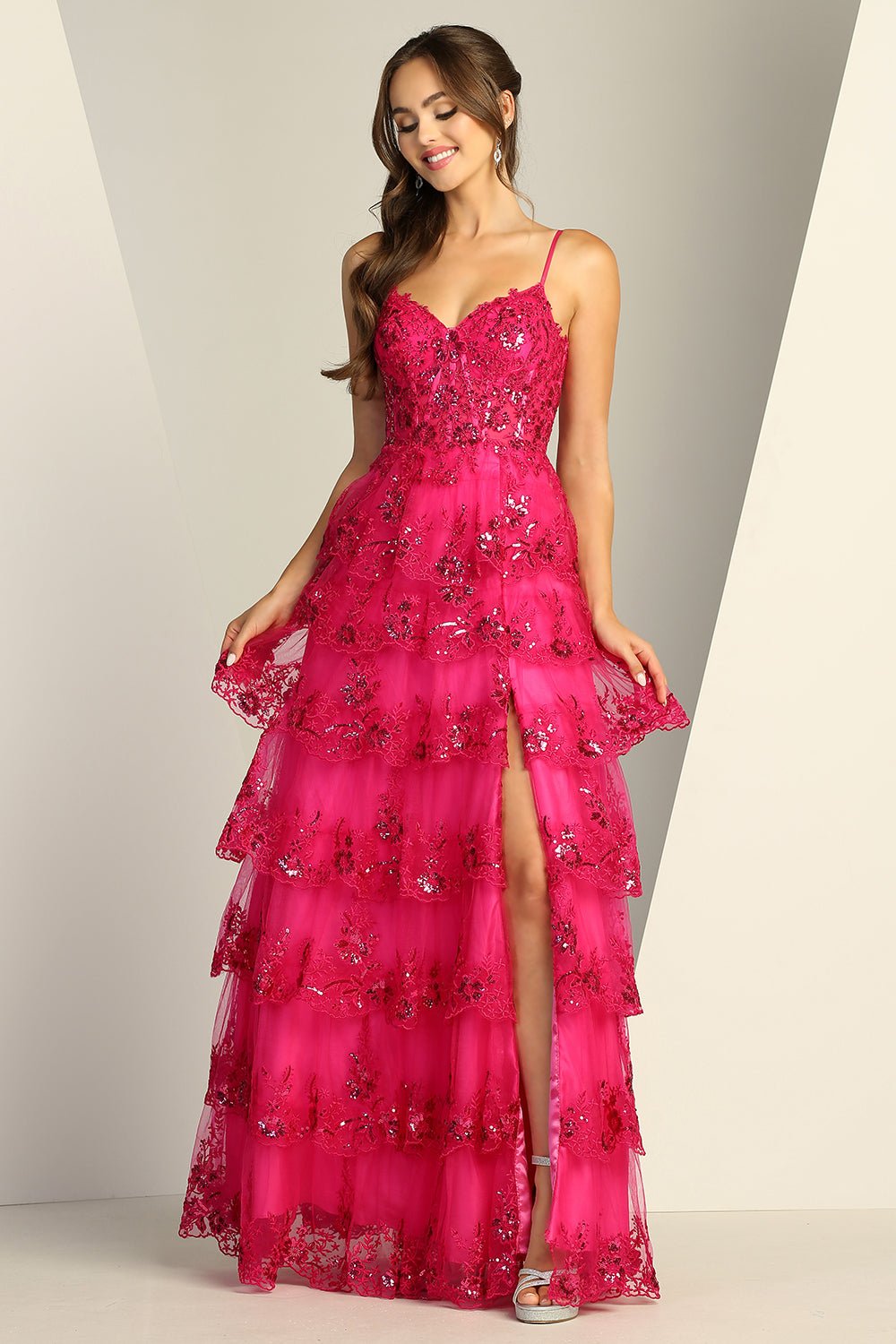 ISADORA Long A Line Sequin Lace School Formal Prom Dress in Australia | One Honey Boutique