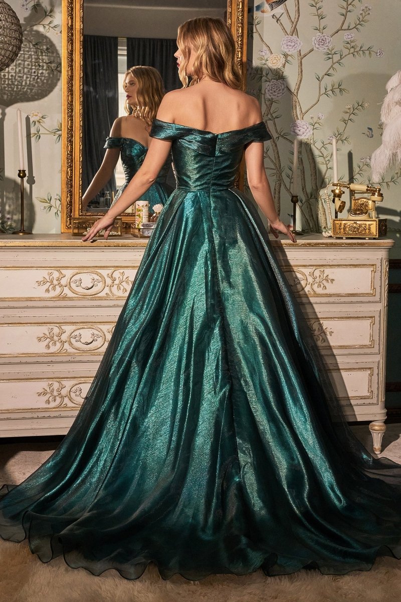 SARIA Off Shoulder Shimmer Ballgown with layered skirt and sweetheart neckline, prom gown. Brisbane to Gold Coast, Australia.