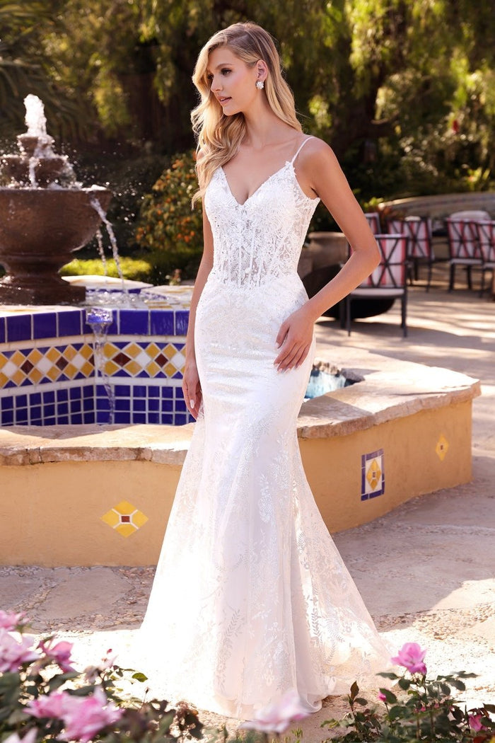 VALENTINA Off White Sequin Corset Mermaid Formal Gown Dress