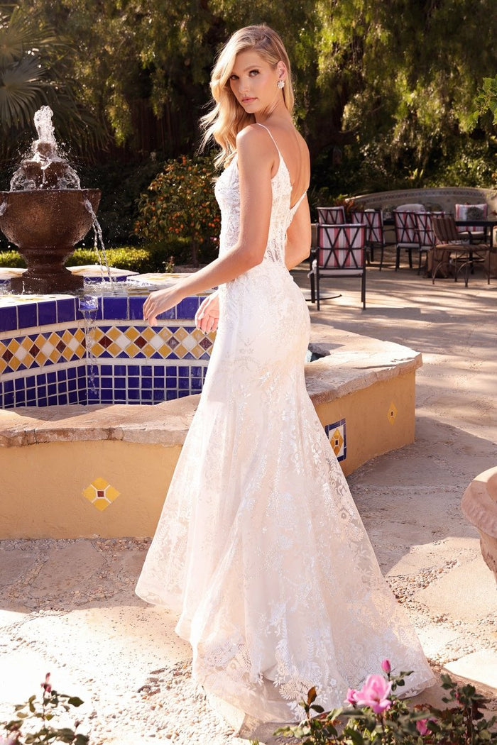 VALENTINA Off White Sequin Corset Mermaid Formal Gown Dress