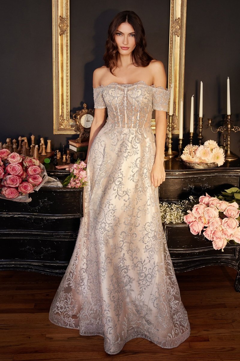 THEA Off The Shoulder Glitter Ball Gown Formal Dress in Australia | One Honey Boutique