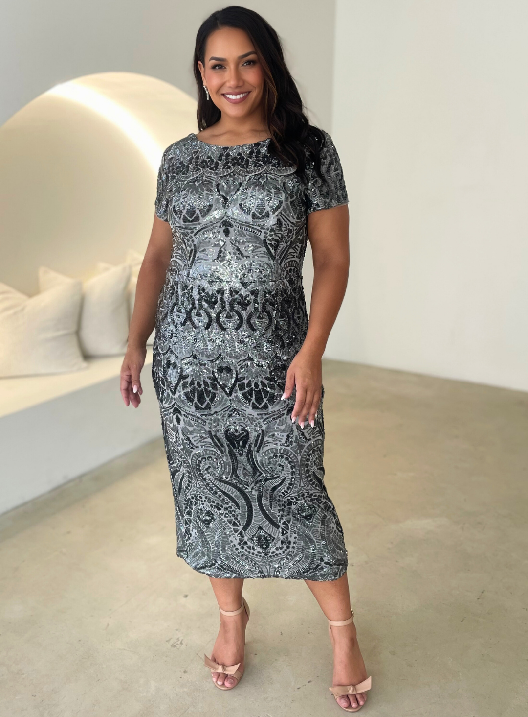 Trellis Lane JAZZ Strapless Satin Flared Midi Cocktail Dress