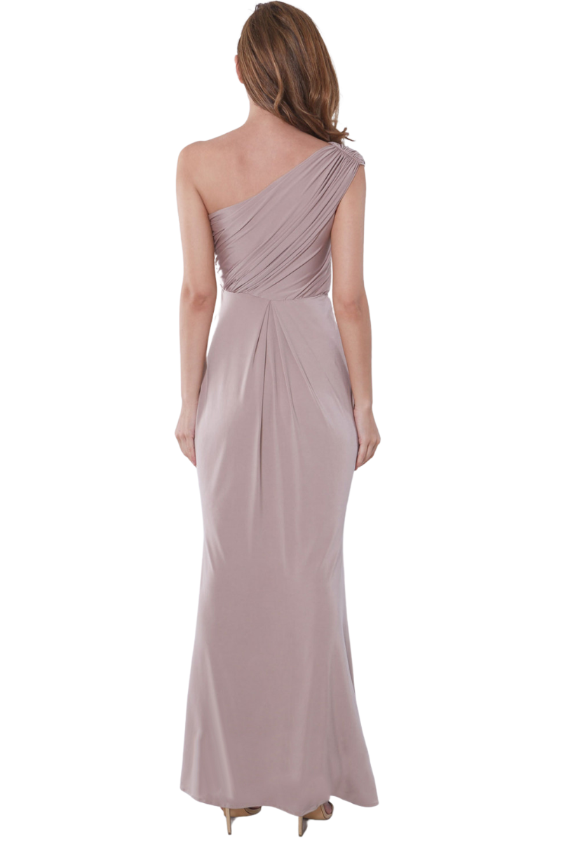 LANA Silk Jersey Bridesmaid Dress with asymmetric one-shoulder draped bodice and mermaid silhouette, Brisbane to Gold Coast.