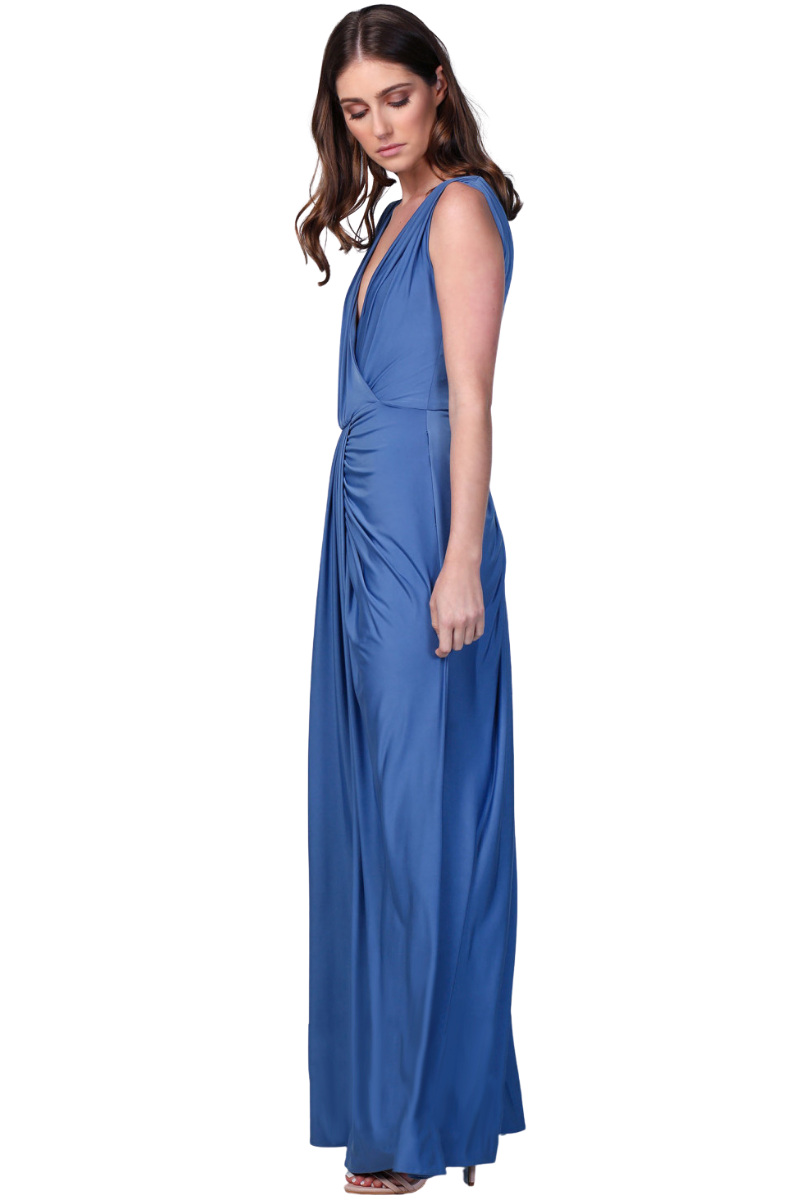 JESSA Silk Jersey Bridesmaid Maxi Dress with draped V-neck and elastic waist, Brisbane to Gold Coast